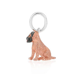 Border-Terrier-charm in rose gold with black beard