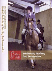 Book cover of 'The BHS Visual Guide to the Preliminary Teaching Test Examination' with a horse and rider in an indoor arena.