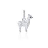 Silver llama pendant on a white background