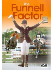 Cover of 'The Funnell Factor' DVD featuring an equestrian in riding gear holding a trophy, with images of horses and riders in motion in the background.