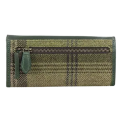 Purse Green Leather and Tweed with Snaffle attachment "the Lily"