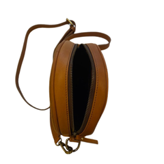 Round shoulder bag in tan/suede leather . The Megan by Grays