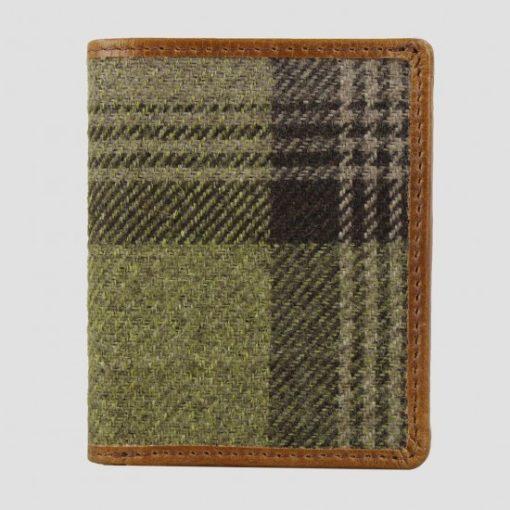 DOUGLAS TAN LEATHER AND TWEED WALLET