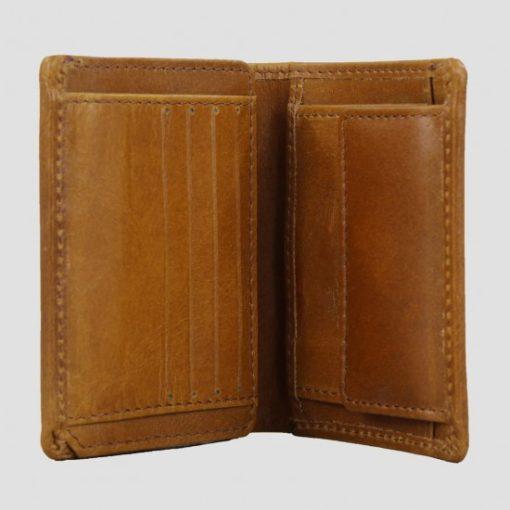 DOUGLAS TAN LEATHER AND TWEED WALLET