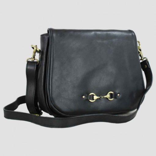 THE LUCY BLACK LEATHER SADDLE BAG