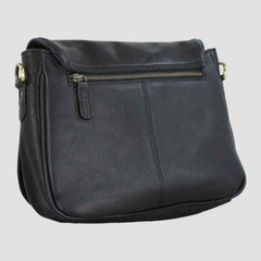 THE LUCY BLACK LEATHER SADDLE BAG