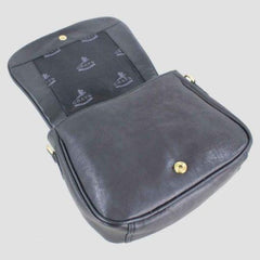 THE LUCY BLACK LEATHER SADDLE BAG