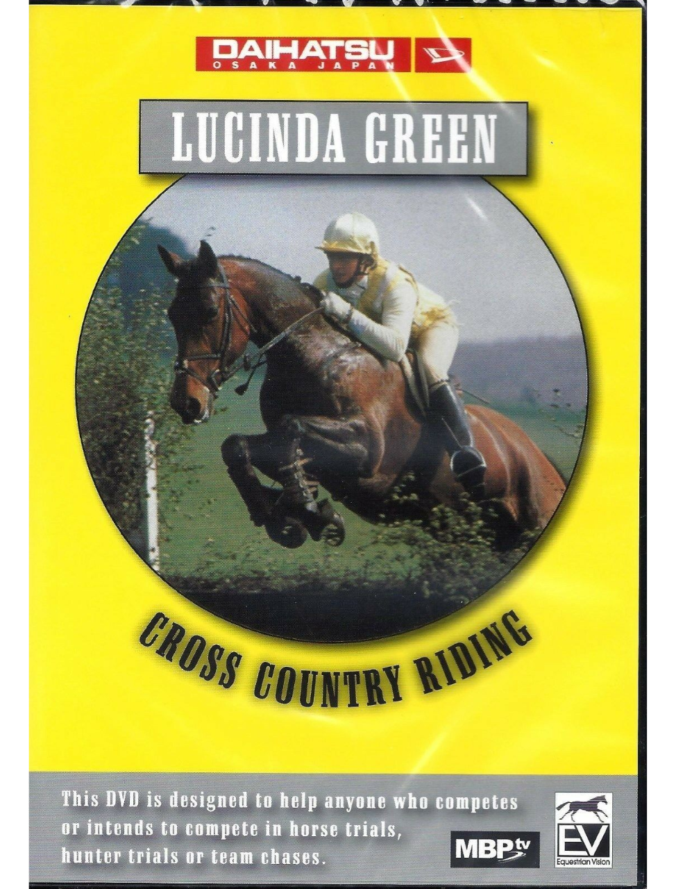 Cover of the DVD titled 'CROSS COUNTRY RIDING' by Lucinda Green, featuring an image of a horse and rider in motion.