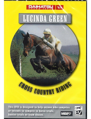 Cover of the DVD titled 'CROSS COUNTRY RIDING' by Lucinda Green, featuring an image of a horse and rider in motion.