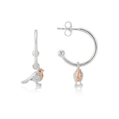 STERLING SILVER ROBIN HOOP EARRINGS