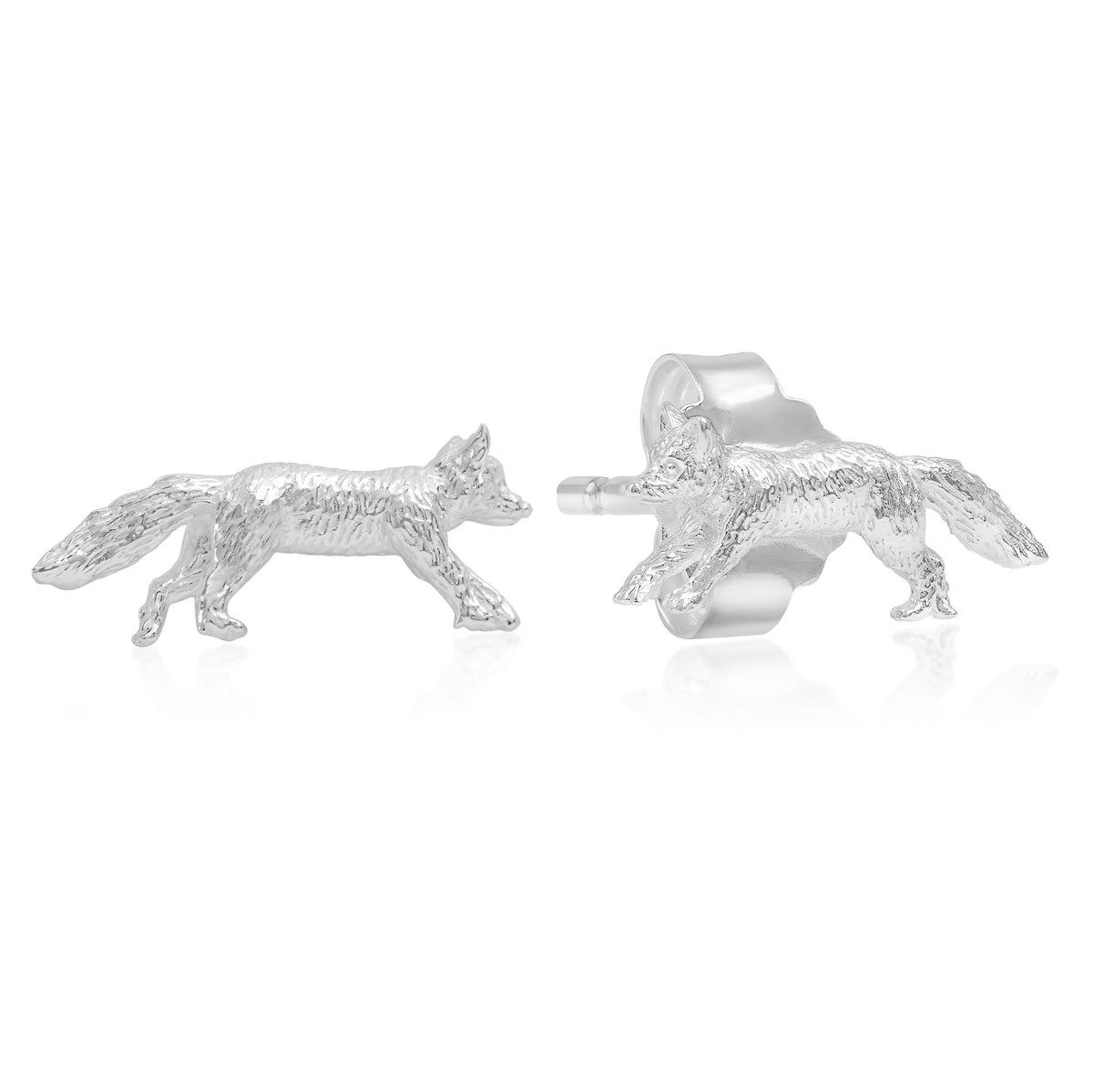 SILVER MR FOX STUD EARRINGS