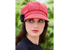 red newsboy hat tweed 