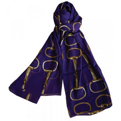 A purple chiffon scarf with a snaffle bit pattern.