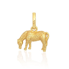 A gold-plated sterling silver charm in the shape of a pony, displayed against a white background.