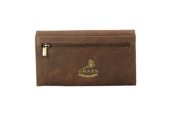 Hunter leather sadie purse with brass snaffle on a white background