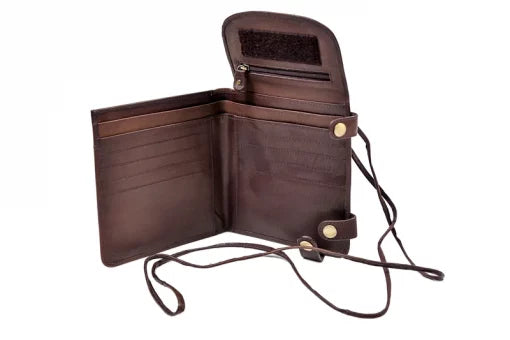 security purse in brown leather