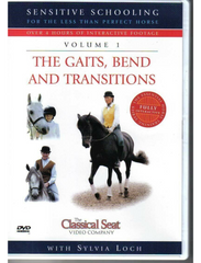 Cover of 'Sensitive Schooling Vol 1' DVD by Sylvia Loch, featuring images of a horse and rider, and a person on a horse performing exercises.