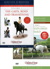 Two DVDs on equestrian training with images of horses and riders.