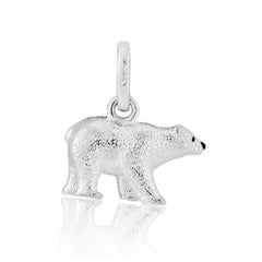 Silver Polar bear charm close up with eye and nose details