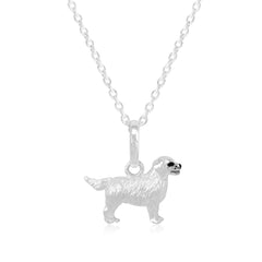 A sterling silver pendant in the shape of a Golden Retriever dog, displayed on a white background.