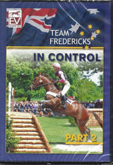 DVD cover of 'In Control Part 2' featuring a horse and rider jumping over an obstacle, with Team Fredericks branding.