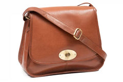 Biker bag in soft irish leather side view with straps