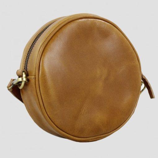 tan leather and suede bag from reverse view
