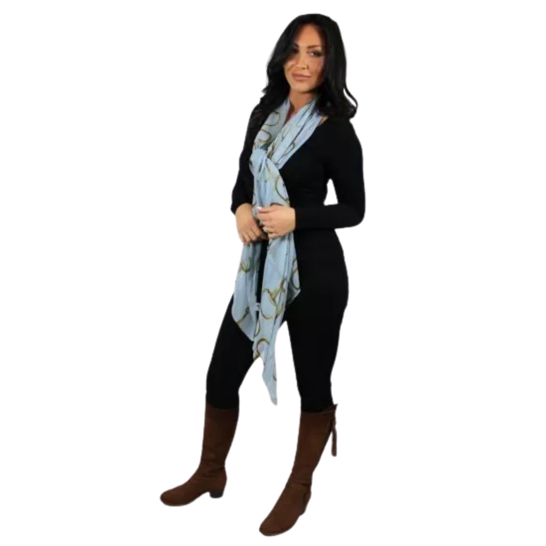 Scarf Baby Blue Snaffle Design.