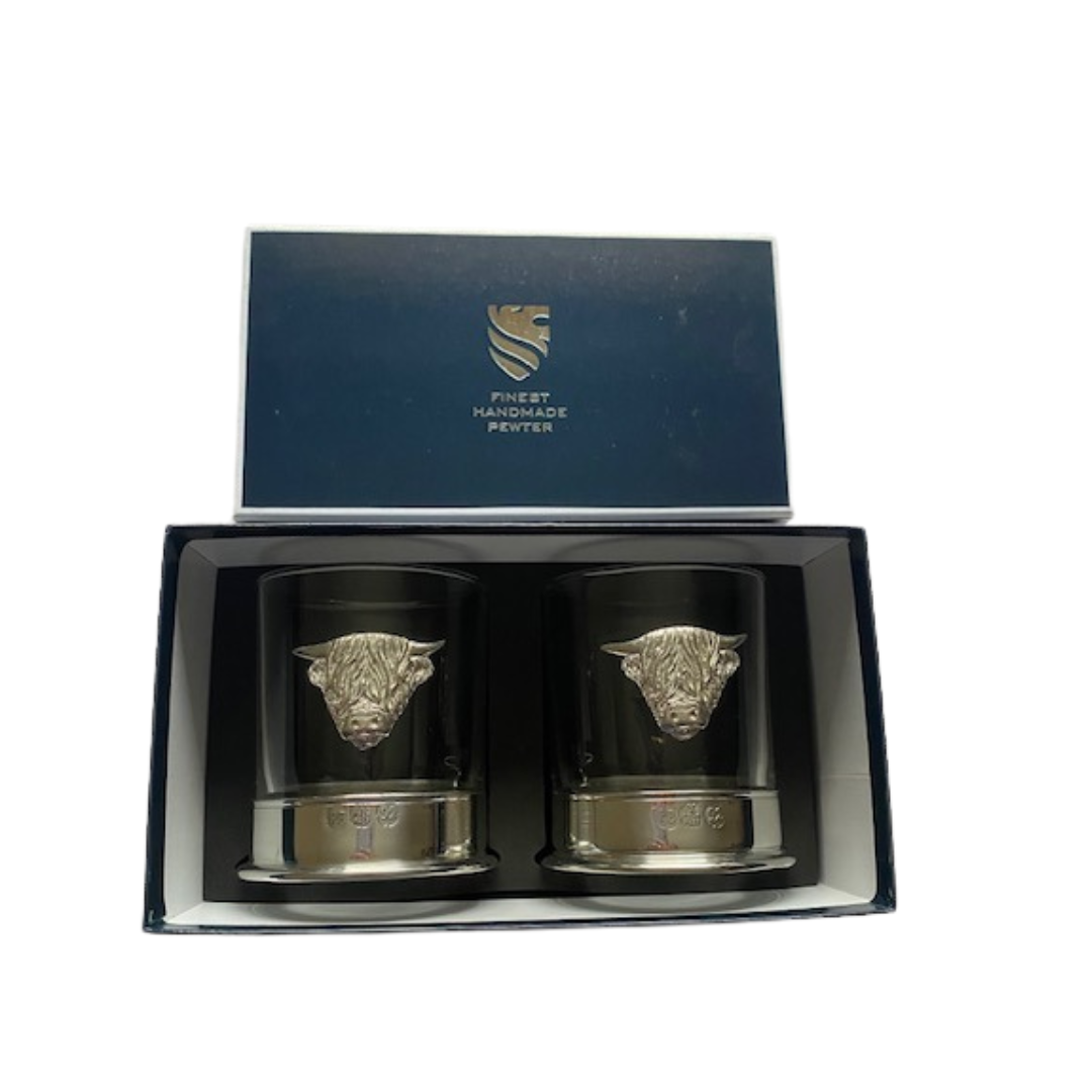 Highland Cow Whisky Glass 2 x Tumblers