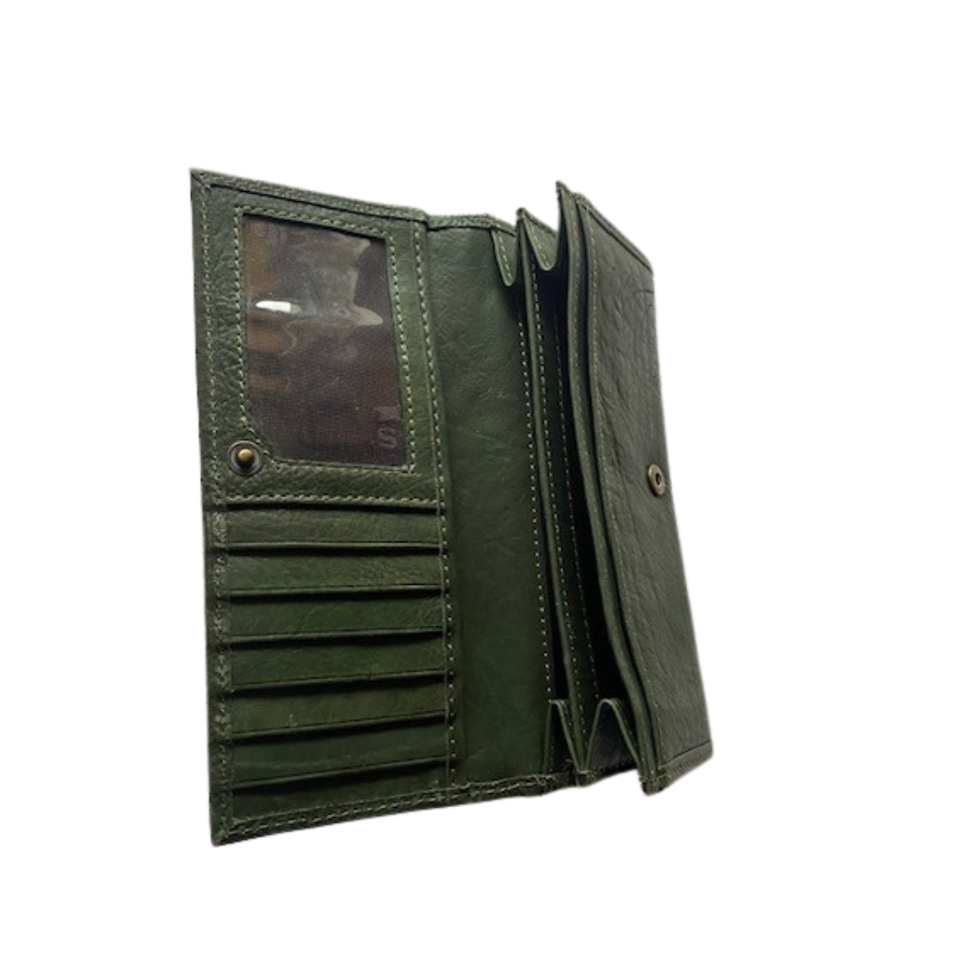 Purse Natural Green Leather by Grays The Lily