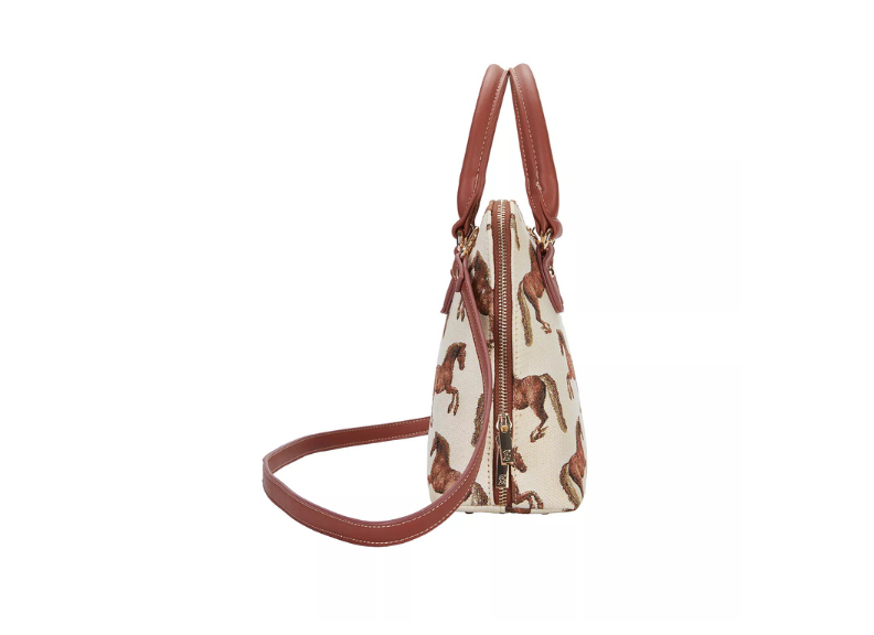 Small handbag with horse pattern on a white background