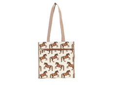 Tote bag with horse pattern on a white background
