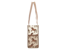 Crossbody bag with horse pattern on a white background