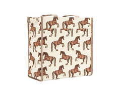 Storage bin with horse pattern on a white background