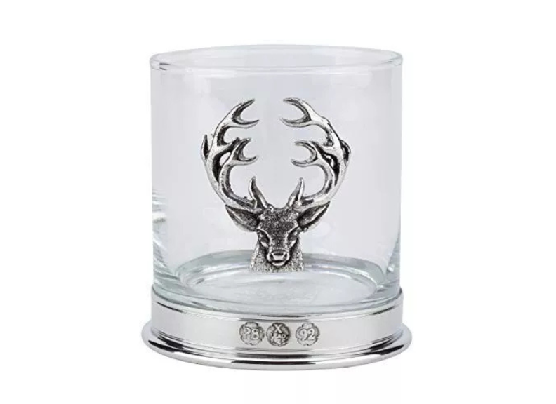 deer print glass tumbler  in white background