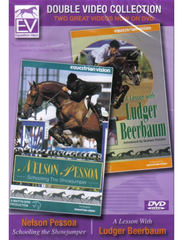 Cover of the double video collection DVD case with images of horses and riders, titled 'PESSOA AND BEERBAUM DOUBLE SHOWJUMPING'.