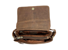 Hunter leather bag with zippers on a white background